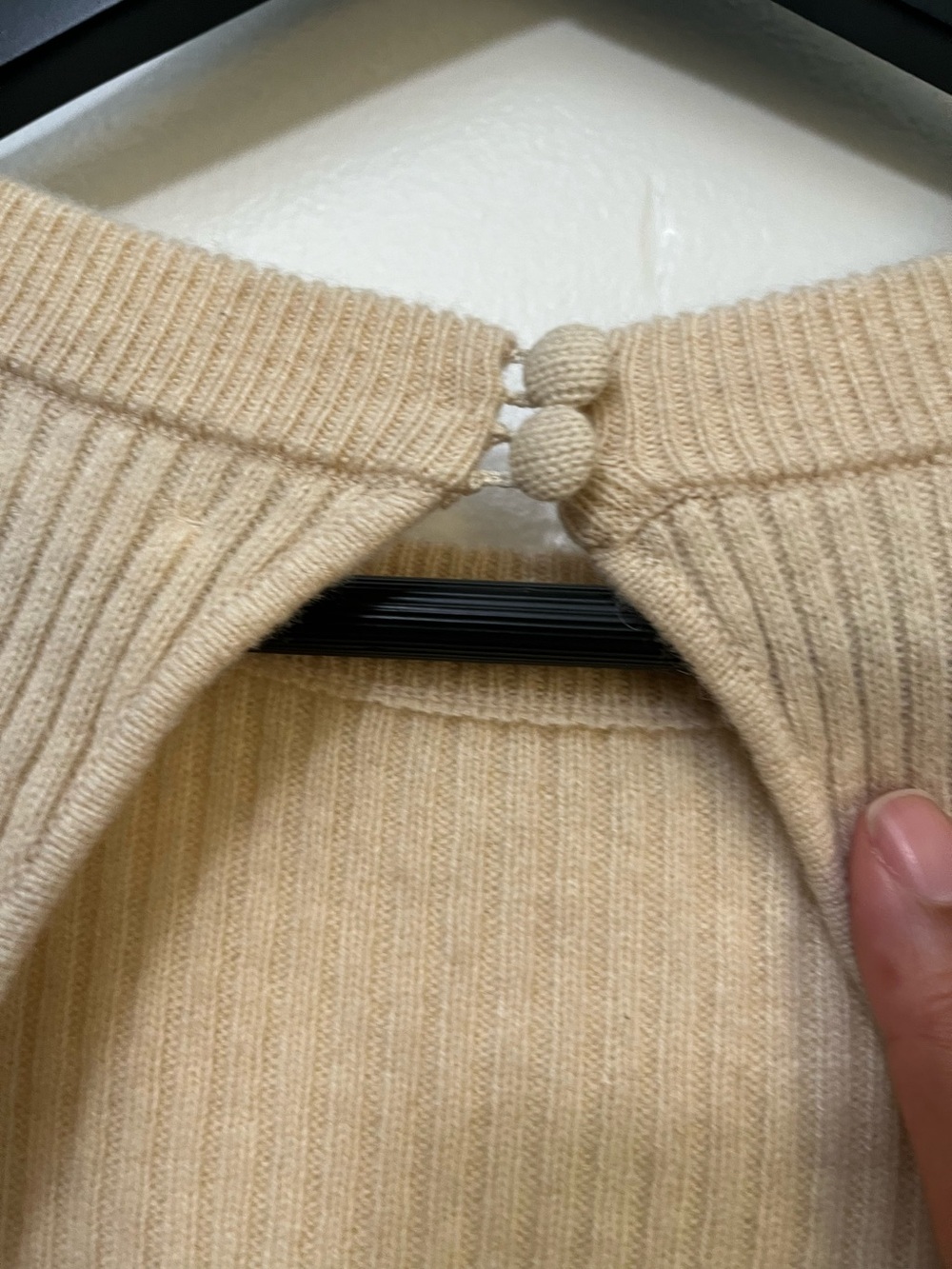 Reformation Tan Cashmere Ribbed Knit Open Back Puff Sleeve Alida Sweater Sz. S - Picture 8 of 12